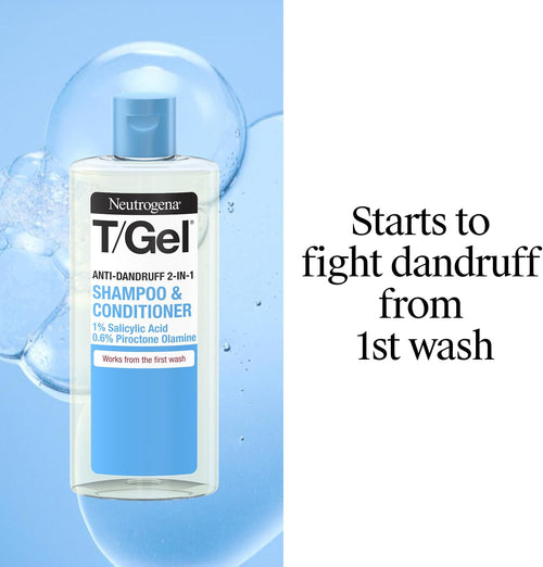 T/Gel 2 in 1 Anti-Dandruff Shampoo and Conditioner (1X 250Ml), Shampoo and Conditioner to Help Fight Dandruff from First Wash, Haircare for Soft, Shiny Healthy-Looking Hair and Scalp