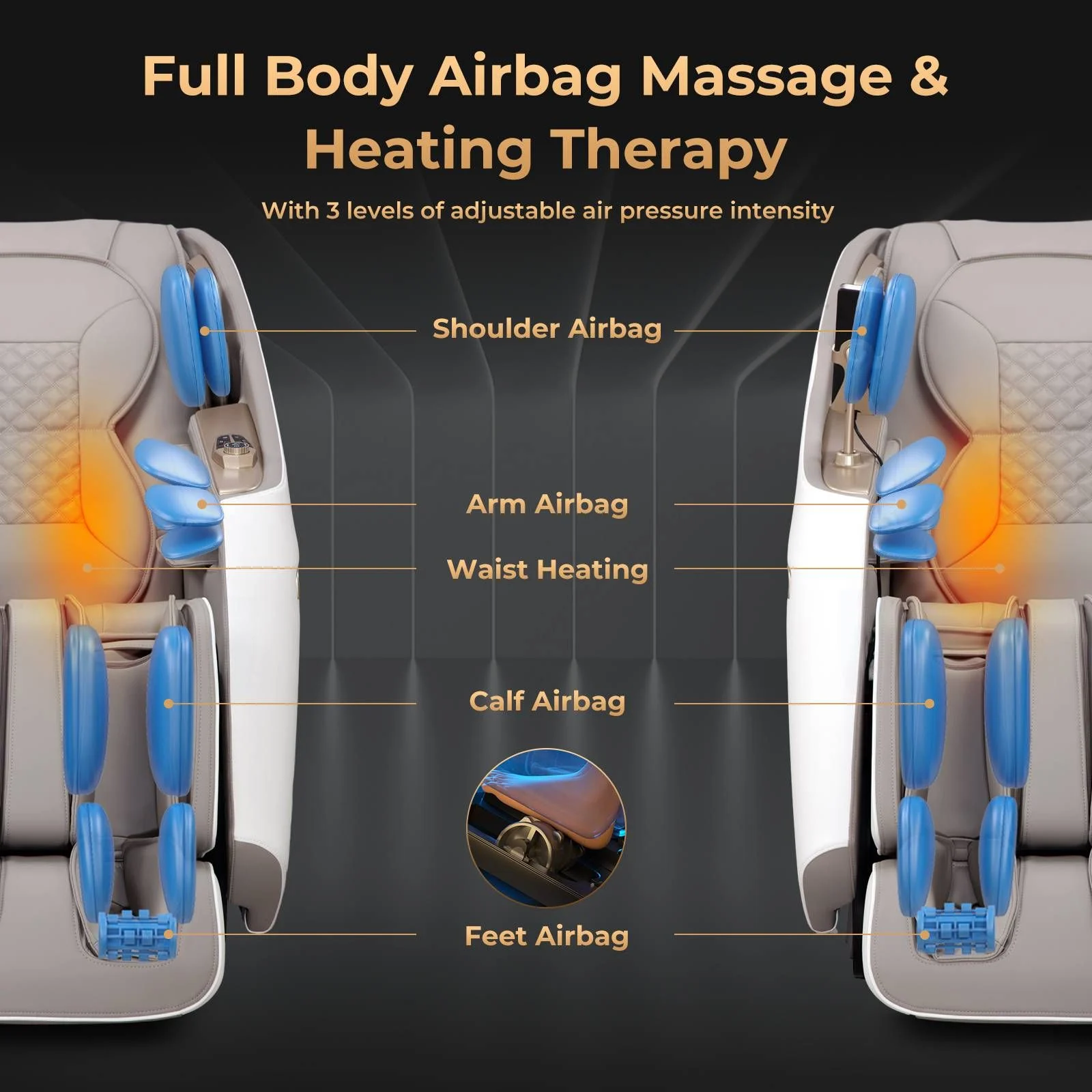 Zero Gravity SL Track Shiatsu Massage Recliner Chair with Waist Heating